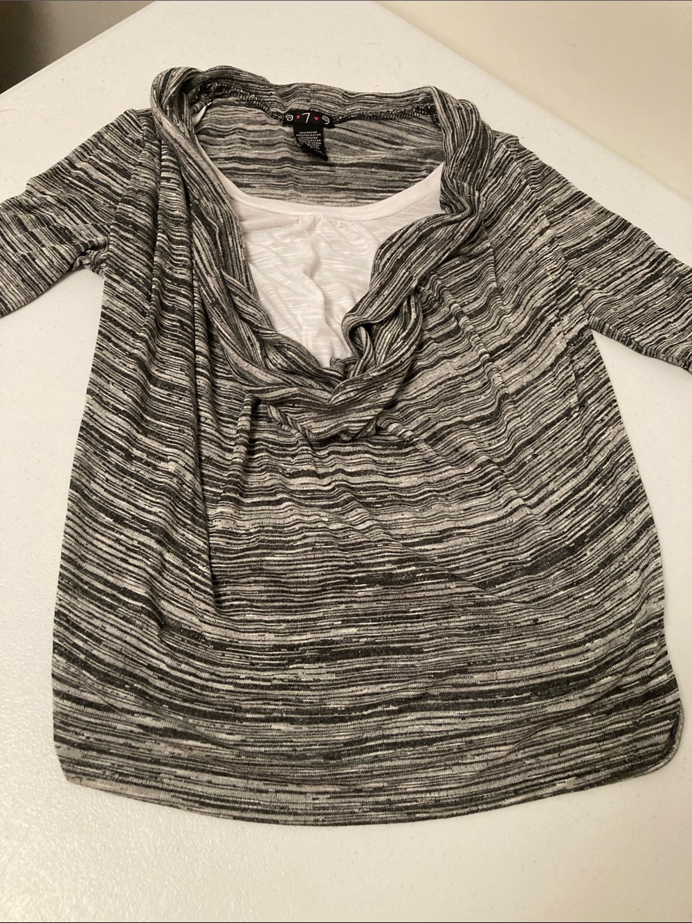 Gray Marled Cowl Neck Women’s Top